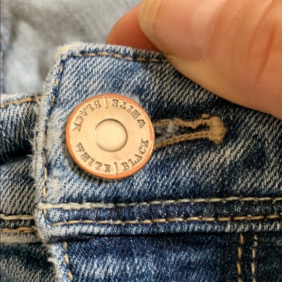 White House Black Market Blue Flare Jeans with Embellished Pockets - Picture 3 of 13